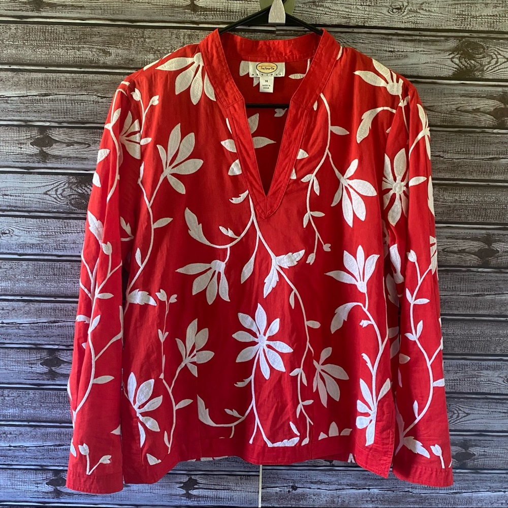 Talbots Petites Floral Embroidered Top Size 14 Petite